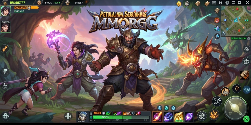 Tampilan gameplay BROBET77 yang menampilkan aksi seru dalam dunia MMORPG.