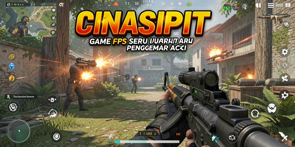 Screenshot utama CINASIPIT menampilkan aksi tembak-menembak yang mendebarkan.