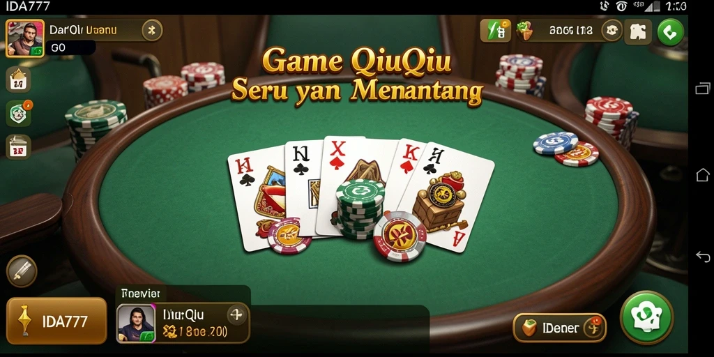 Tampilan gameplay seru IDA777 dengan kartu QiuQiu.