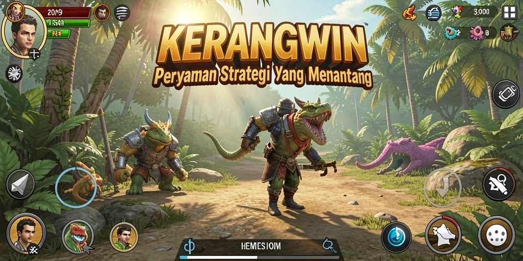 Tampilan gameplay KERANGWIN yang menampilkan pertarungan strategis.