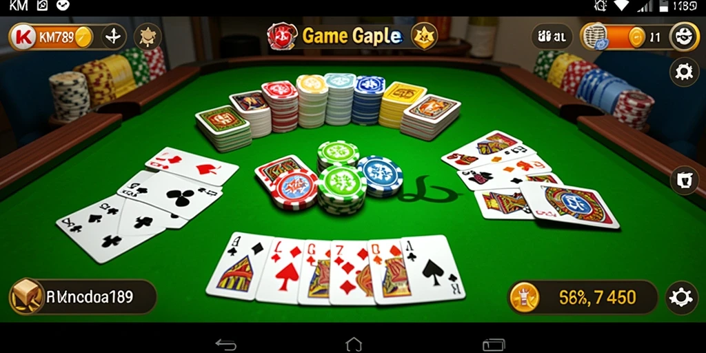 Tampilan utama gameplay Gaple di KM789 yang seru dan interaktif.