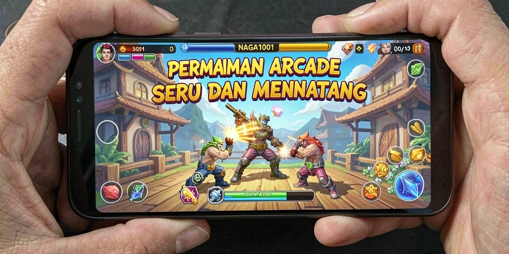 Screenshot NAGA1001 menampilkan aksi seru dalam gameplay Arcade.