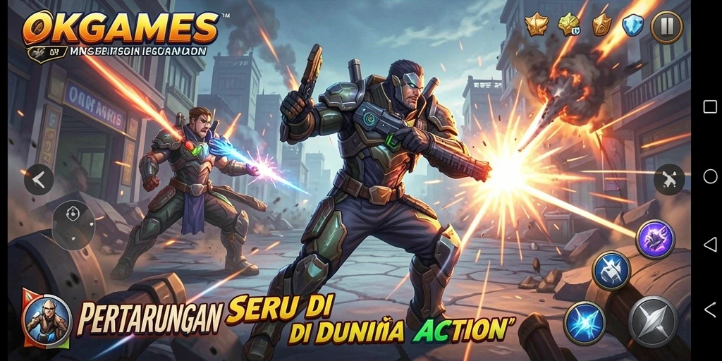 Gameplay seru dalam OKGAMES dengan pertarungan yang intens.