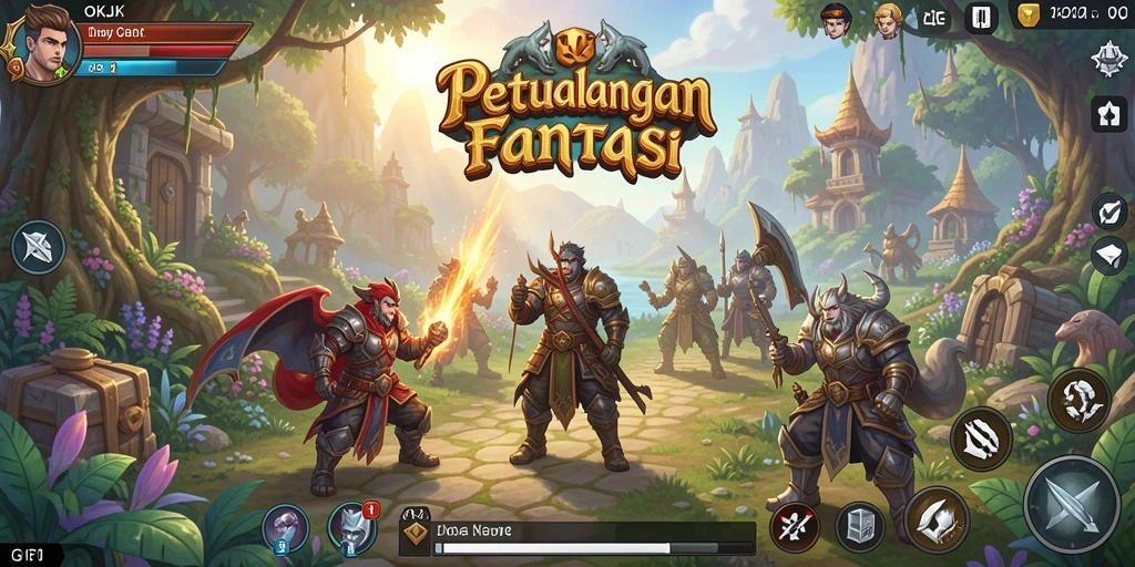 Tampilan gameplay RPG OKJK menunjukkan petualangan seru dalam dunia fantasi.
