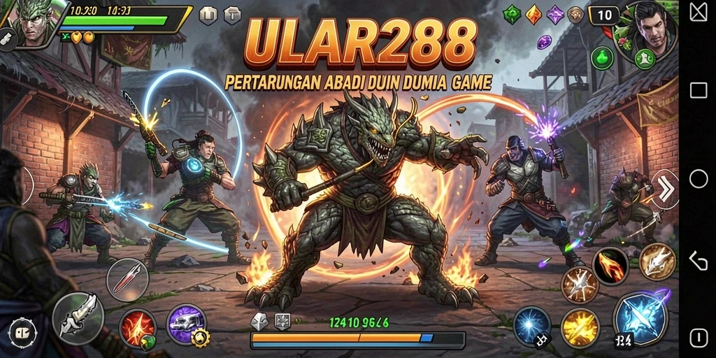 Screenshot ULAR288 menampilkan aksi pertarungan epik antara karakter-k karakter terkuat.