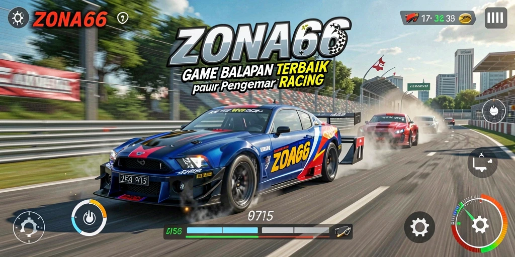 Gameplay Racing seru dengan mobil cepat dan lintasan beragam.
